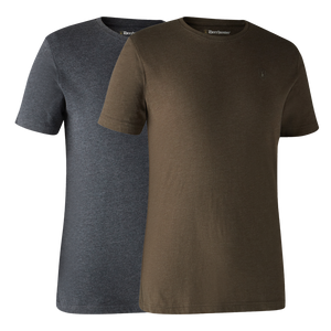 Basic 2er-Pack T-Shirt in Brown Leaf Melange - Deerhunter