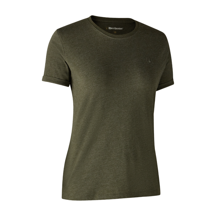 Damen Basis 2er-Pack T-Shirt Adventure - Green Melange - Deerhunter