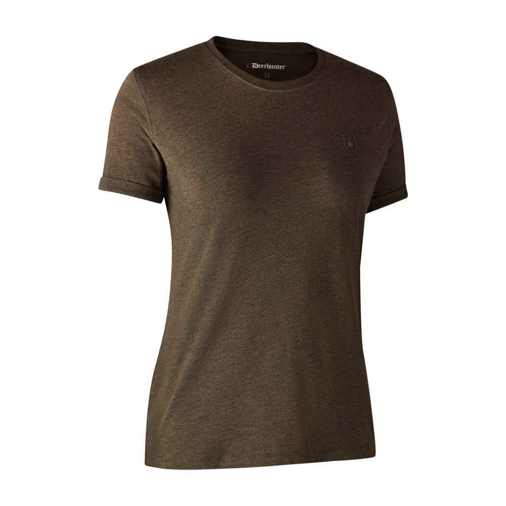 Damen Basis 2-Pak T-Shirt Braun Leaf Melange - Deerhunter
