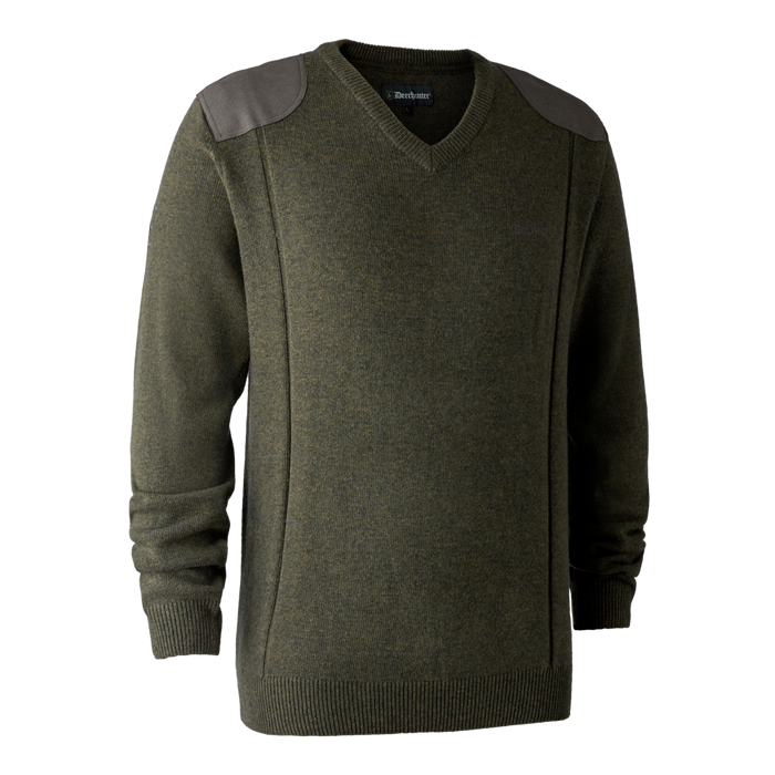 Sheffield-Strickpullover mit V-Ausschnitt – Grün – Deerhunter