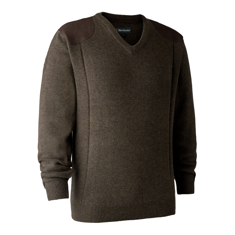 Sheffield Strickpullover mit V-Ausschnitt Dark Elm - Deerhunter