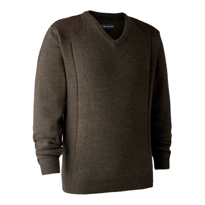 Sheffield Strickpullover mit V-Ausschnitt Dark Elm - Deerhunter
