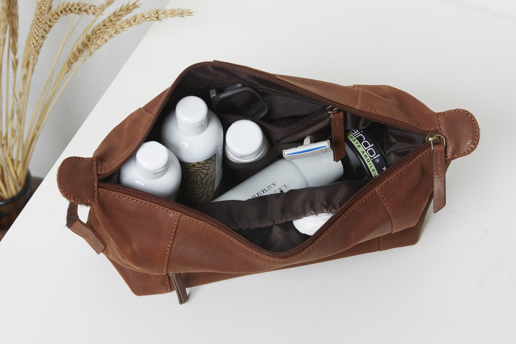 Leder-Kulturbeutel Braun - Corium