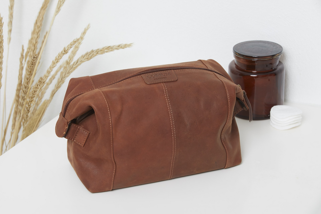 Leder-Kulturbeutel Braun - Corium