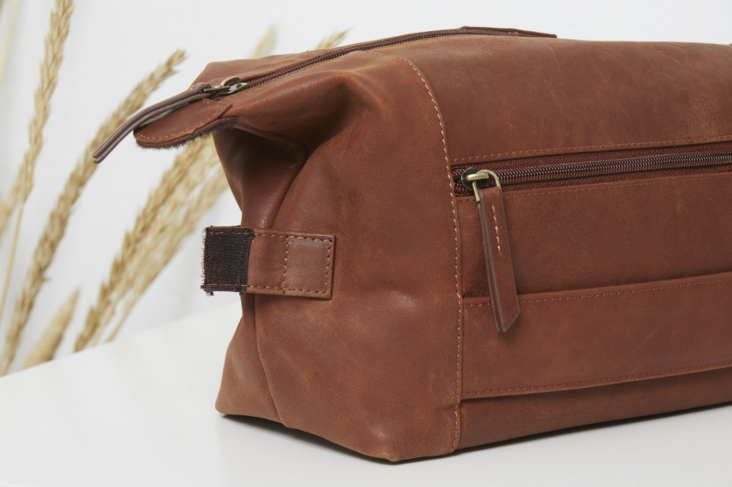 Leder-Kulturbeutel Braun - Corium
