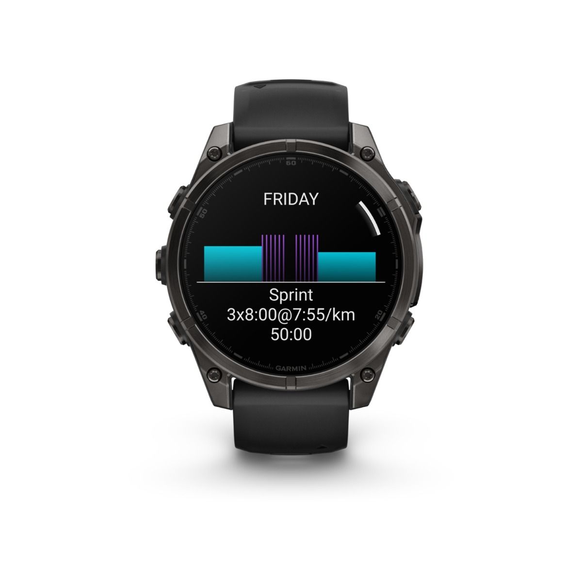 fēnix® 8 – 47 mm, AMOLED, Saphir, Carbon Grey DLC-Titan mit Schwarz/Pebble Grey Silikonarmband – Garmin