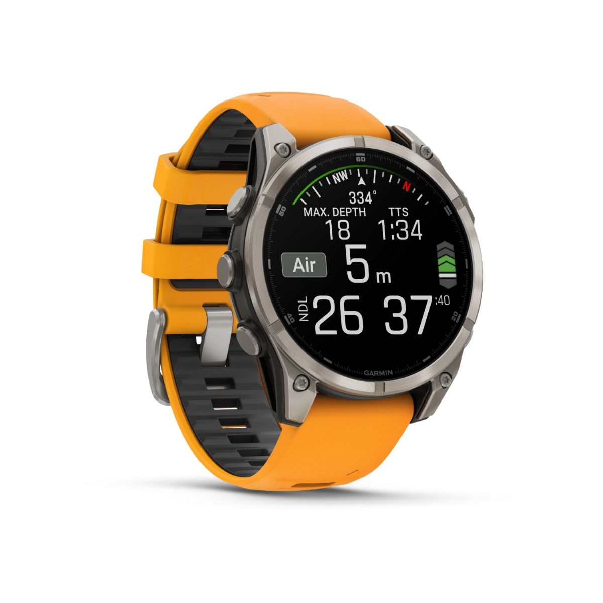 fēnix® 8 – 47 mm, AMOLED, Saphir, Titan mit Spark Orange/Graphite Silikonarmband – Garmin
