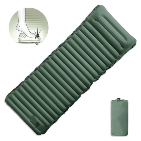 Globuz – Cloud Liegematte mit integrierter Fußpumpe, 195 × 70 × 10 cm, Grün/Grau
