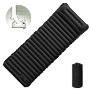 Globuz – Cloud Liegematte mit integrierter Fußpumpe, 195 × 70 × 10 cm, Schwarz/Grau