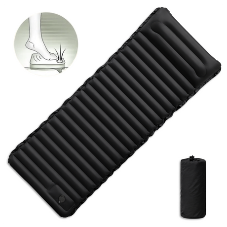 Globuz – Cloud Liegematte mit integrierter Fußpumpe, 195 × 70 × 10 cm, Schwarz/Grau