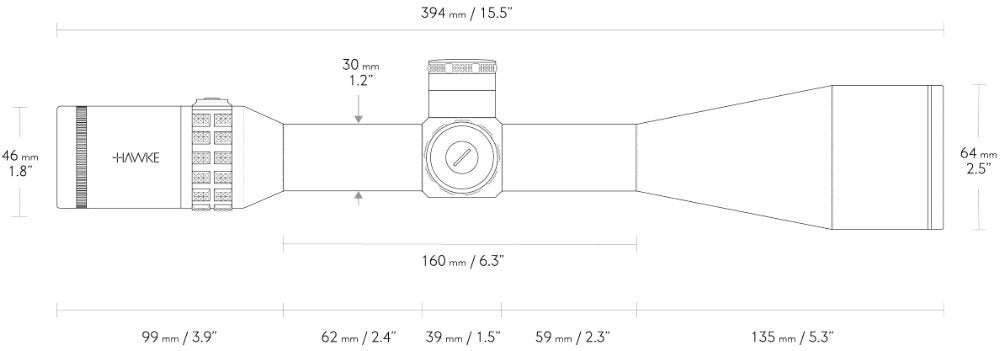 Sidewinder 30 SF - 8-32x56 20x Half Mil - Hawke