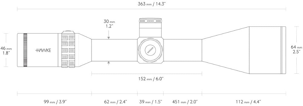 Sidewinder 30 FFP - 6-24x56 FFP Half Mil - Hawke