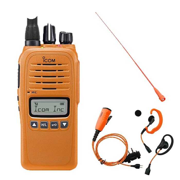 ProHunt Basic 2 Jagdfunkpaket Orange – dänische Version. Radio + Headset + lange Antenne