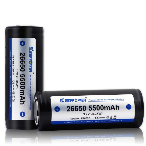 26650 KeepPower 5500mAh Protected Li-Ion Akku 3,6V - 2PACK