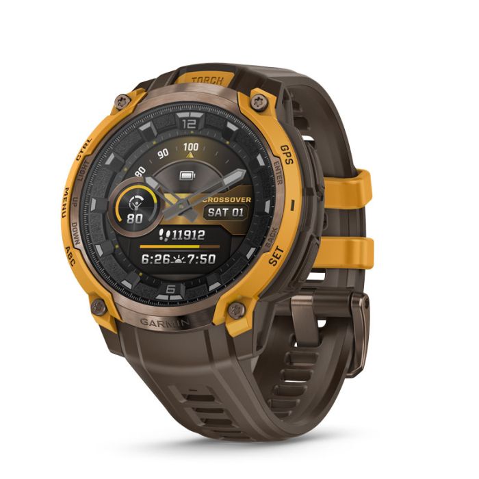 22 mm remme (Instinct® 3 - 45 mm/Instinct Crossover AMOLED), Cocoa silikone med metalspænde 2