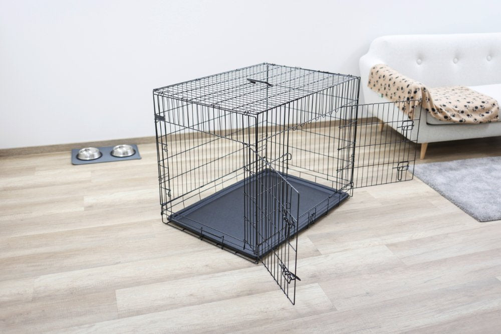 Hundetransportbox aus Stahl, zusammenklappbar – 63x48x57cm – Kerbl