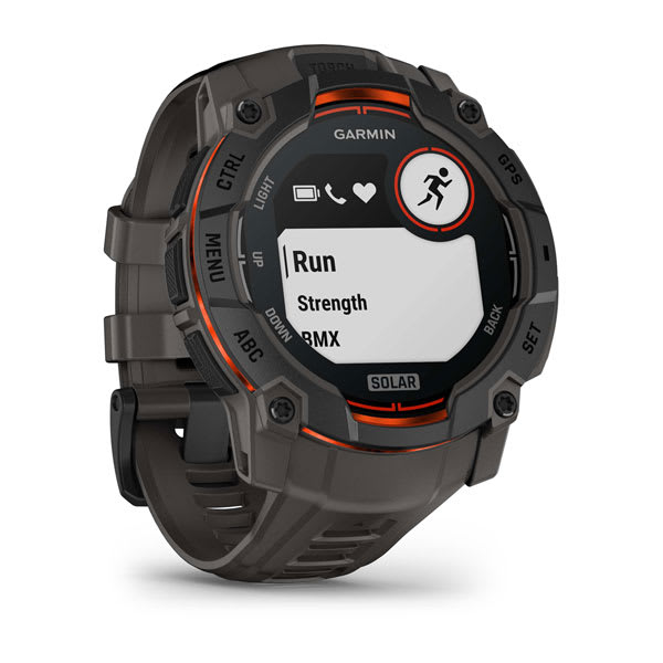 Instinct® 3 – 50 mm, Solar, Schwarz mit Charcoal-Armband – Garmin