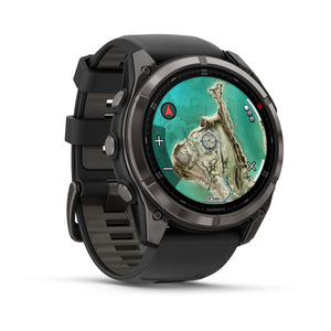 fēnix® 8 Pro – 51 mm, MicroLED, Saphir, Carbon Grey DLC-Titan mit Schwarz/Pebble Grey Silikonarmband – Garmin