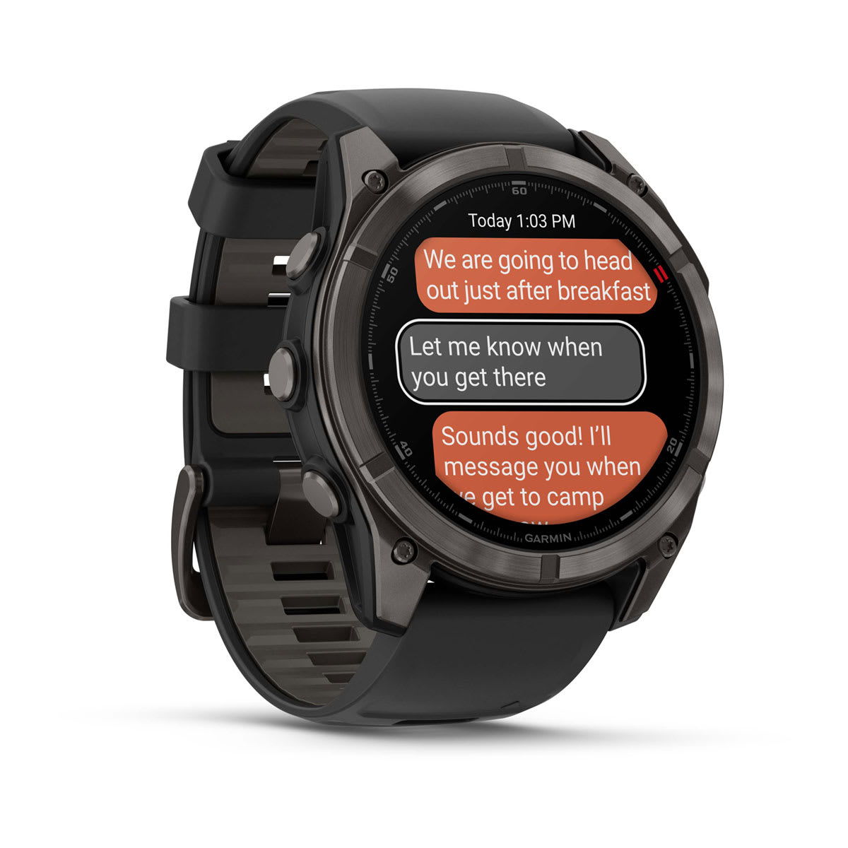 fēnix® 8 Pro – 51 mm, AMOLED, Sapphire, Carbon Grey DLC-Titanium mit Schwarz/Pebble Grey Silikonarmband – Garmin