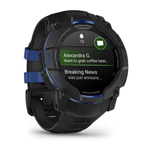 Instinct® 3 – 50 mm, AMOLED, Schwarz mit Schwarz/Bolt Blue Armband – Garmin