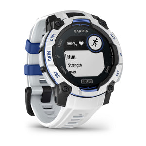 Instinct® 3 – 45 mm, Solar, Whitestone mit Whitestone/Bolt Blue Armband – Garmin
