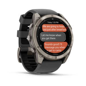 fēnix® 8 Pro – 51 mm, AMOLED, Sapphire, Titan mit Silikonarmband in Graphite/Schwarz – Garmin