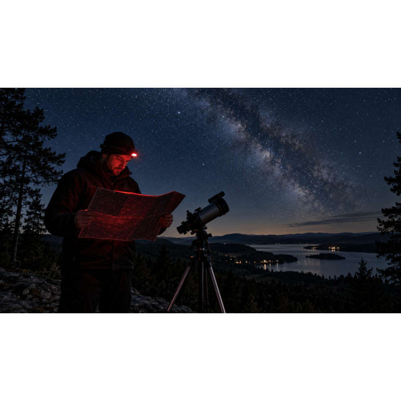 Globuz - Astro-Stirnlampe mit rotem & weißem Licht