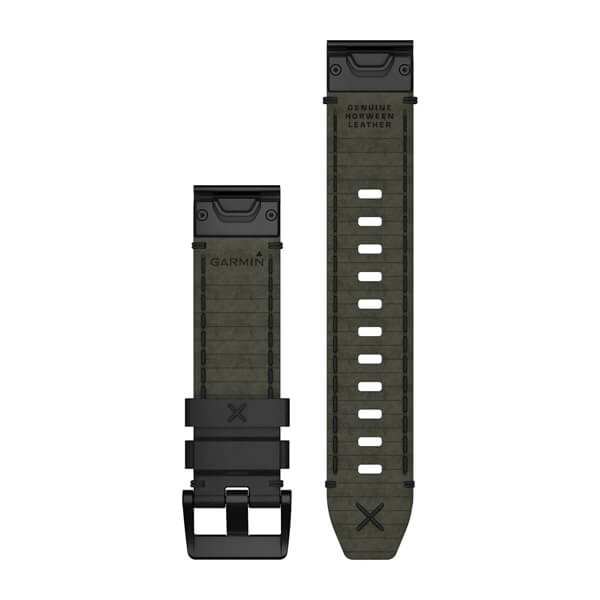 QuickFit® 22 Uhrenarmbänder, Echtes Horween® Lederarmband – Schwarz – Garmin