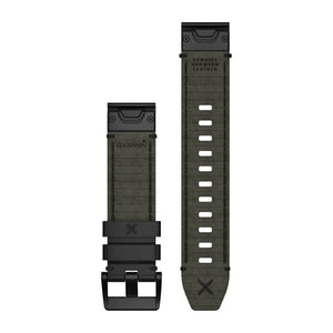 QuickFit® 22 Uhrenarmbänder, Echtes Horween® Lederarmband – Schwarz – Garmin