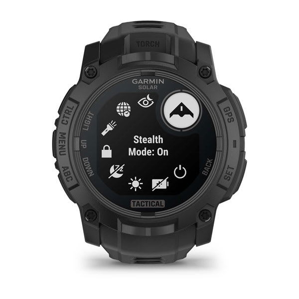 Instinct® 3 – 50 mm, Solar, Tactical Edition, Schwarz mit Schwarzem Armband – Garmin
