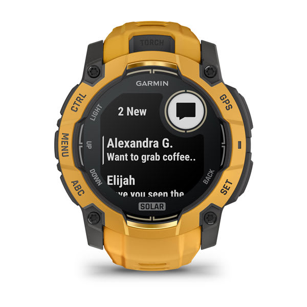 Instinct® 3 – 50 mm, Solar, Sunburst mit Sunburst/Grauem Armband – Garmin