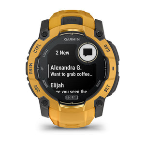 Instinct® 3 – 50 mm, Solar, Sunburst mit Sunburst/Grauem Armband – Garmin