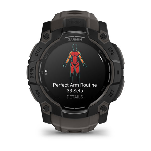Instinct® 3 – 50 mm, AMOLED, Schwarz Mit Charcoal Riemen – Garmin