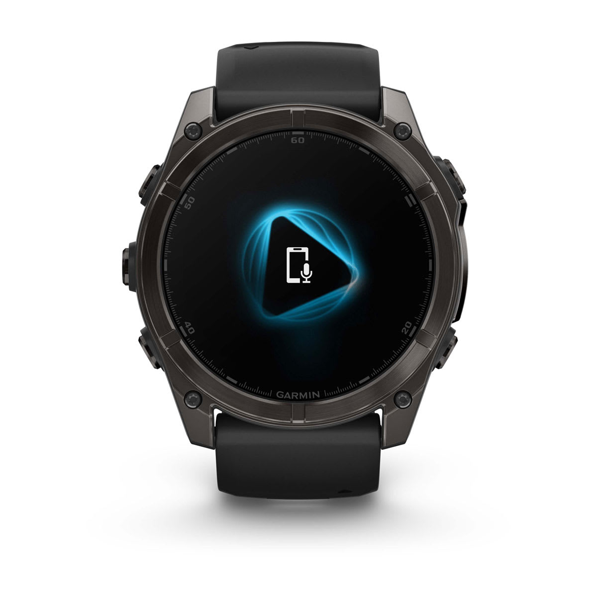 fēnix® 8 – 51 mm, AMOLED, Saphir, Carbon Grey DLC mit Schwarz/Pebble Grey Silikonarmband – Garmin