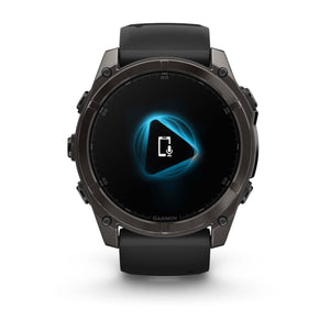 fēnix® 8 – 51 mm, AMOLED, Saphir, Carbon Grey DLC mit Schwarz/Pebble Grey Silikonarmband – Garmin