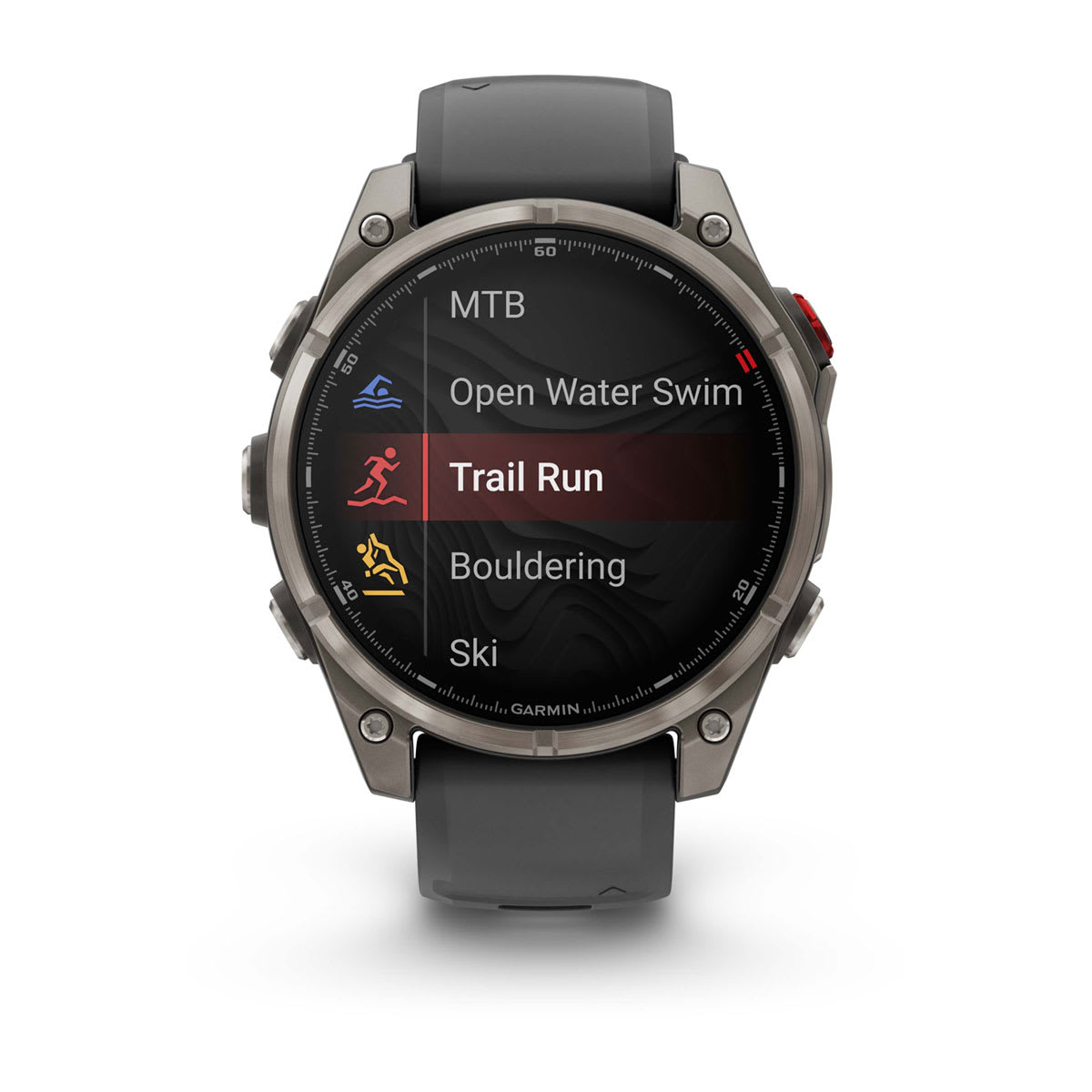 fēnix® 8 Pro – 47 mm, AMOLED, Sapphire, Titan mit Silikonarmband in Graphite/Schwarz – Garmin
