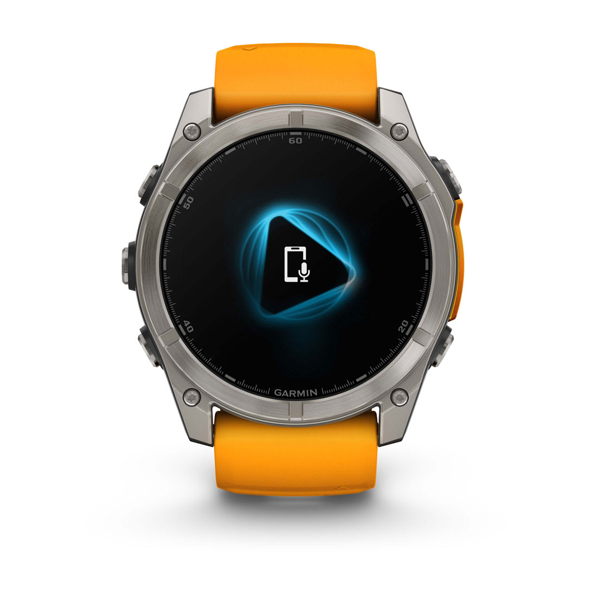 fēnix® 8 – 51 mm, AMOLED, Sapphire, Titanium mit Spark Orange/Graphite Silikonarmband – Garmin