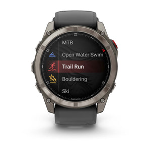fēnix® 8 Pro – 51 mm, AMOLED, Sapphire, Titan mit Silikonarmband in Graphite/Schwarz – Garmin
