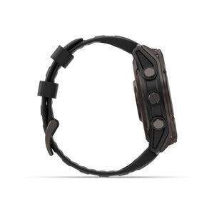 fēnix® 8 Pro – 51 mm, AMOLED, Sapphire, Carbon Grey DLC-Titanium mit Schwarz/Pebble Grey Silikonarmband – Garmin