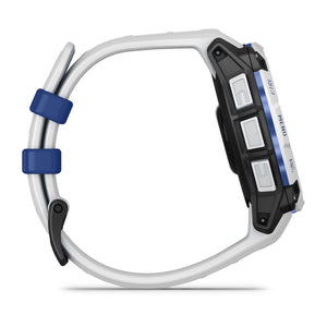 Instinct® 3 – 45 mm, Solar, Whitestone mit Whitestone/Bolt Blue Armband – Garmin