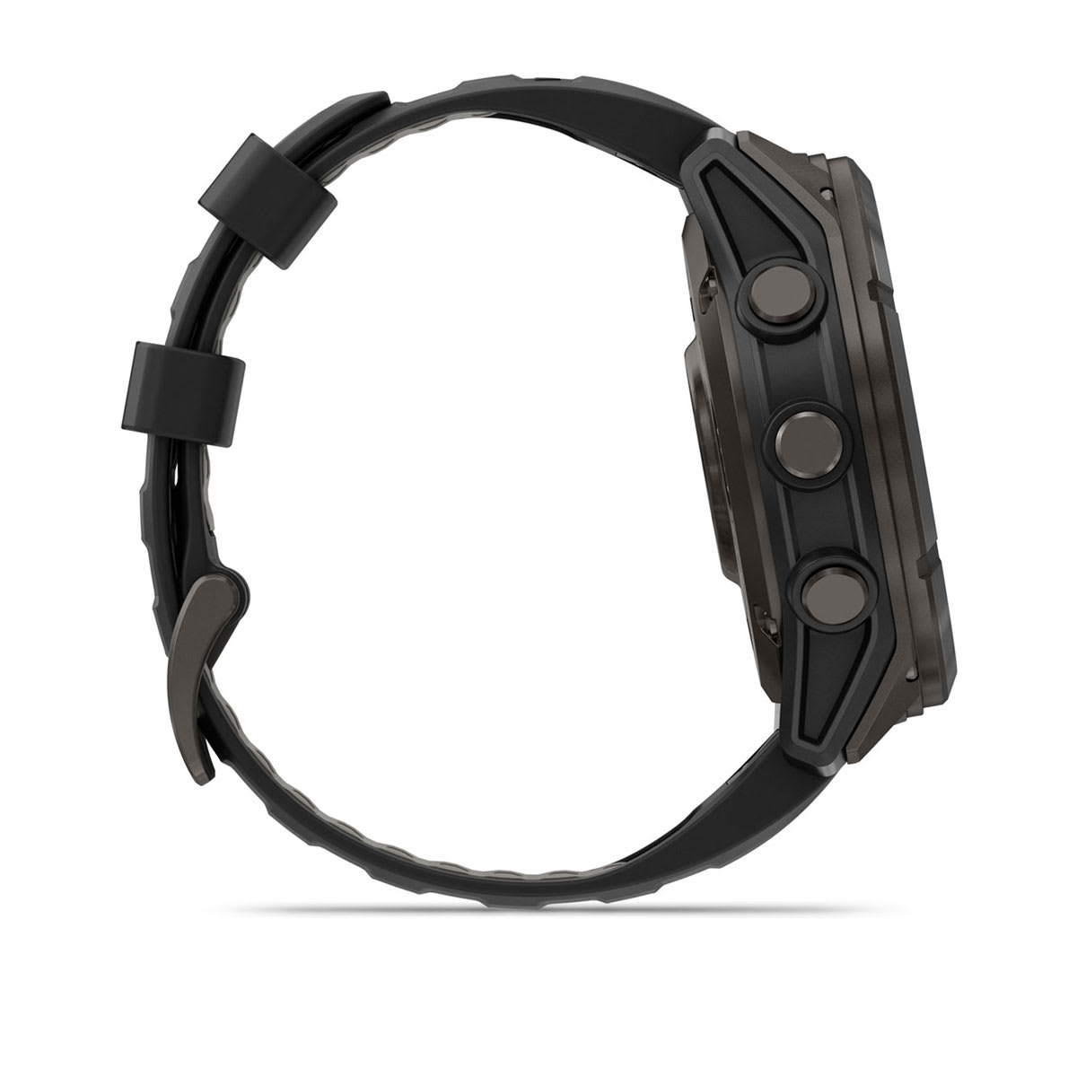 fēnix® 8 Pro – 51 mm, MicroLED, Saphir, Carbon Grey DLC-Titan mit Schwarz/Pebble Grey Silikonarmband – Garmin