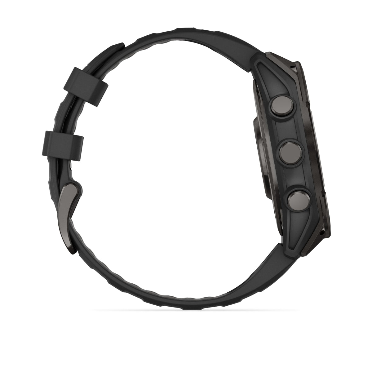 fēnix® 8 – 47 mm, AMOLED, Saphir, Carbon Grey DLC-Titan mit Schwarz/Pebble Grey Silikonarmband – Garmin