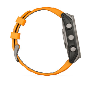 fēnix® 8 – 47 mm, AMOLED, Saphir, Titan mit Spark Orange/Graphite Silikonarmband – Garmin