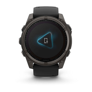 fēnix® 8 – 51 mm, Solar, Sapphire, Carbon Grey DLC-Titanium mit Schwarz/Pebble Grey Silikonarmband – Garmin