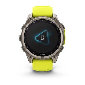 fēnix® 8 – 47 mm, Solar, Sapphire, Titanium mit Amp Yellow/Graphite Silikonarmband – Garmin