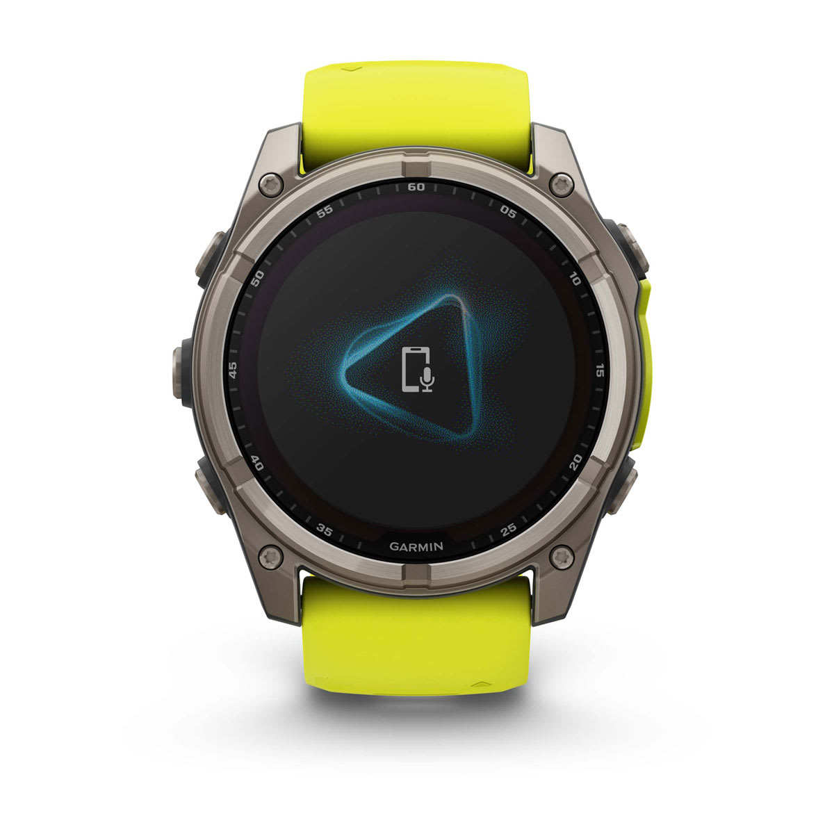 fēnix® 8 – 51 mm, Solar, Saphir, Titan mit Amp Yellow/Graphite-Silikonarmband – Garmin