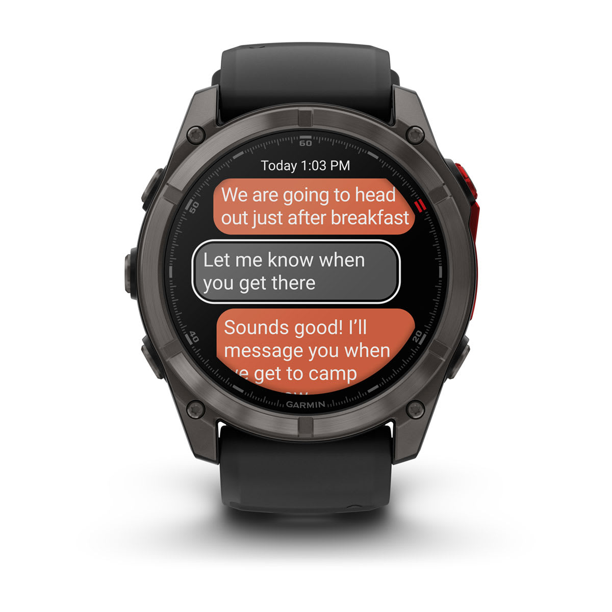 fēnix® 8 Pro – 51 mm, MicroLED, Saphir, Carbon Grey DLC-Titan mit Schwarz/Pebble Grey Silikonarmband – Garmin