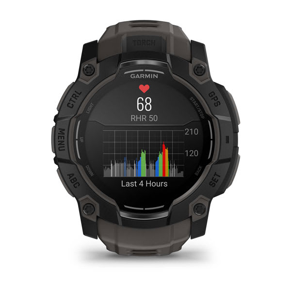 Instinct® 3 – 50 mm, AMOLED, Schwarz Mit Charcoal Riemen – Garmin