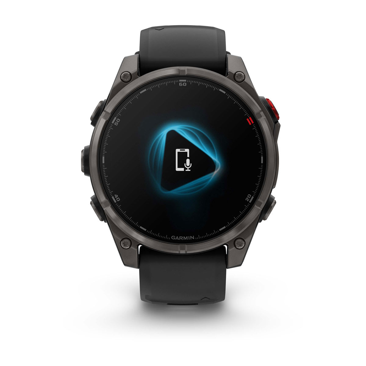 fēnix® 8 Pro – 47 mm, AMOLED, Saphir, Carbon Grey DLC-Titanium mit Schwarz/Pebble Grey Silikonarmband – Garmin