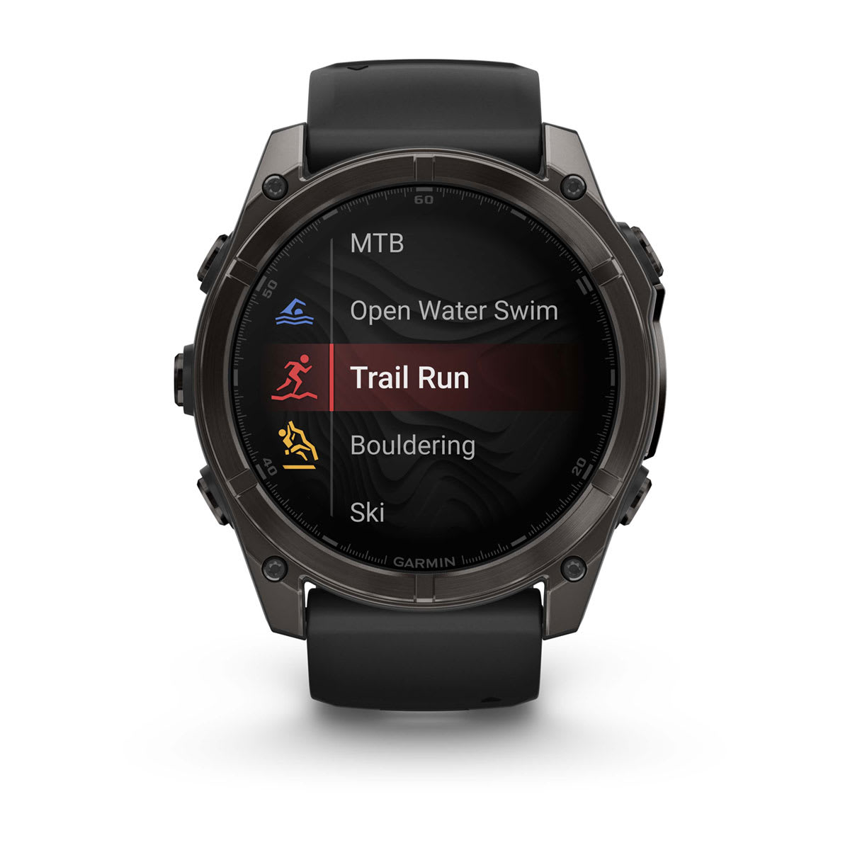 fēnix® 8 – 51 mm, AMOLED, Saphir, Carbon Grey DLC mit Schwarz/Pebble Grey Silikonarmband – Garmin